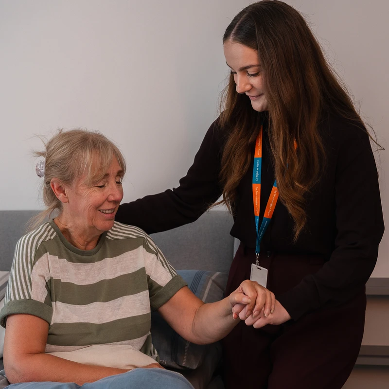 A Right at Home live-in carer with a Client