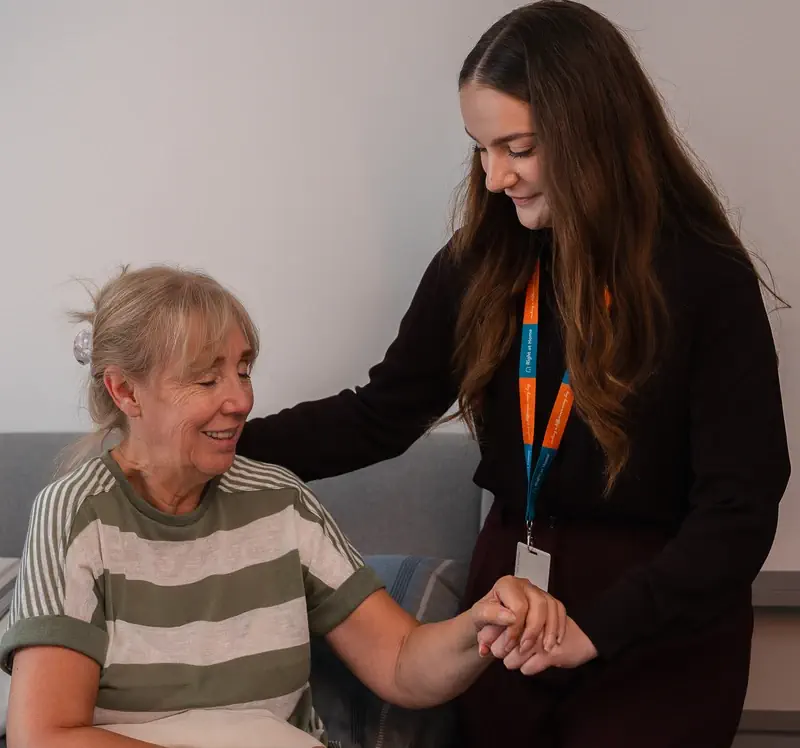 A Right at Home live-in carer with a Client